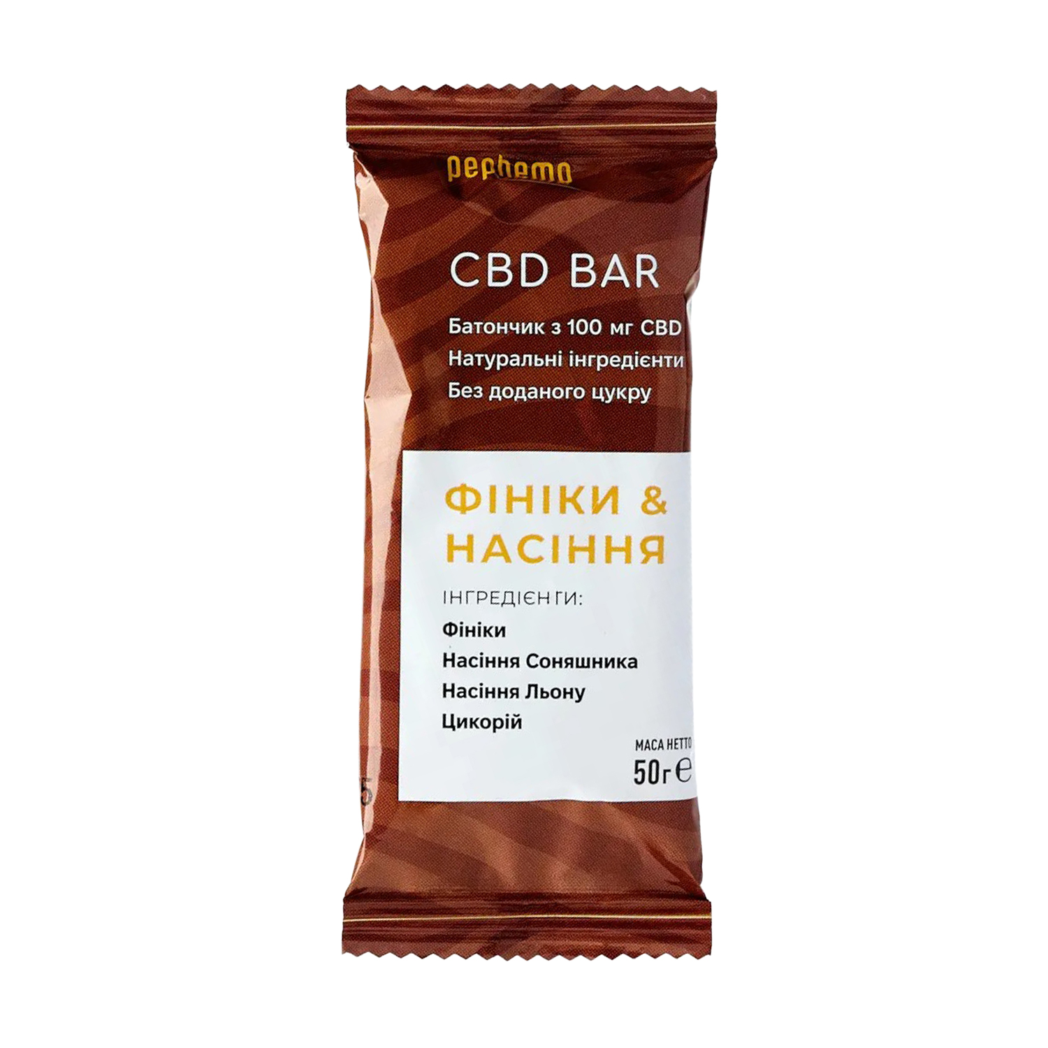 Батончик Pephemp CBD Bar Фініки та насіння, 50 г